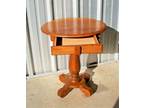 Small Oval, One of a Kind, Oak, Sculpted Pedestal Table with