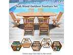 7 Pcs Teak Wood Outdoor Dining Set Rectangle Extension Table