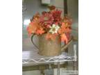 Autumn Colored Flowers in Copper Flower Pot.