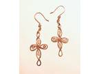 Copper Wire Wrap Celtic Cross Earrings