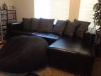 Custom Black Leather Couch