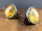 Vintage Do-Ray Chrome Yellow Glass Driving Fog Headlights Lamp Light