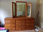7ft wood dresser with trifold mirror