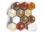 Set of 12 Magnetic Spice Jars for Refrigerator Hexagon Glass