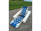 Vintage Blue Webbed Aluminum Floating Chaise Lounge Pool