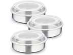Stainless Steel Cake Pan Set with Lids (3 Pans + 3 Lids