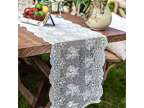 36" Vintage Rustic White Lace Doilies Dresser Scarf for
