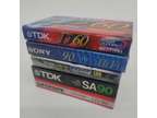 Lot of 5 New Sealed Blank Audio Cassette Tapes Sony TDK