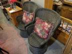 Set of 2 High Back Wicker Swivel Chairs - Opportunity!