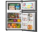 Two Door Compact Refrigerator with Freezer 3.2 Cu Stainless