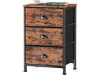 Nightstand With 3 Fabric Drawers Small Dresser For Bedroom