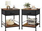 Set of 2 Nightstand Bedside End Table Shelf with 2 Drawers