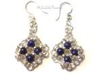 Silver Lapis Lazuli Diamond Chainmaille Earrings