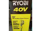 Ryobi 40V 15” Cordless String Trimmer with battery and