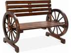 2-Person Wooden Wagon Wheel Bench Seat for Patio Garden