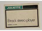 Vintage Juliette C-010 8 track Stereo Player Owners Manual