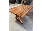patio table made from California redwood lumber w clear