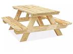 New Outdoor Wooden Patio Deck Garden 6-Person Picnic Table