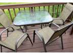 Outdoor 38 inch Square glass table with 4 chairs
