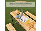3 pieces folding wooden picnic table bench set