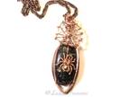 Copper Wire Wrap Stone Pendant with Spider and Web