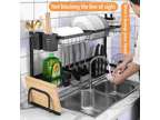 2-Tier Over Sink Dish Drying Rack Stainless Steel Cutlery