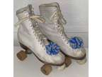 Vintage Chicago Roller Skates Womens White Leather Wood