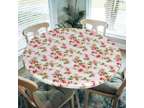 Spring Round Tablecloth with Elastic - Vinyl Flower Table
