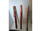 Wooden 3 Piece 55" Walking/Hiking Stick with Ice Tip and Bag