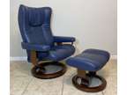Ekornes Stressless Leather Recliner Chair Medium Blue
