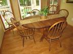 Solid red oak kitchen table with 6 chairs