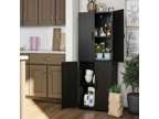 Wooden 4 Doors Kitchen Pantry Storage Cabinet Tall Cupboard