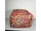 Le Pouf Handcrafted Boho Fabric Cube Ottoman Lounge Seat