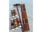 Vtg WOOD Croquet 6 Mallets Replacement Red Yellow Orange