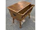 Vintage End Table with Magazine Rack Storage Solid Wood