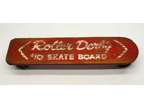 old ROLLER DERBY SKATE BOARD Red &White METAL WHEELS 18.75"