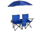 Portable Outdoor 2-Seat Folding Chair with Removable Sun