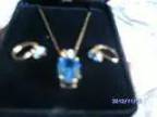 Equistie Pale Blue Topaz Necklace and Matching Earrings