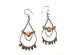Copper Boho earrings with Sesame Jasper Orchid and Garnet Bead