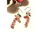 Silver and Red CandyCane Earrings