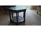 OCTAGON END TABLE (EXCELLENT CONDITION) with glass