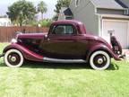 1934 Ford 3 Window Coupe All Steel Maroon