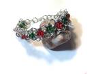 Silver Beaded Chainmaille Christmas Bracelet