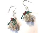 Holly Berry Bell Christmas Earrings Silver or Gold