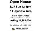 Open House in Great Neck! Sunday 8/27 12-3pm