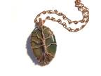 Wire wrap Tree of Life Green Opal Stone Pendant