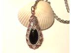 Silver and Rose Gold wrapped Onyx Stone Pendant
