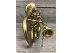 Vintage Unbranded Cornet Brass Musical Instrument W/Mouthpiece