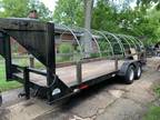 2003 JJN Car Carrier, 20' gooseneck, with storage shelter frame