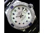 Rolex Ladies Datejust Oyster Steel Diamond Dial Bezel Sapphire Watch